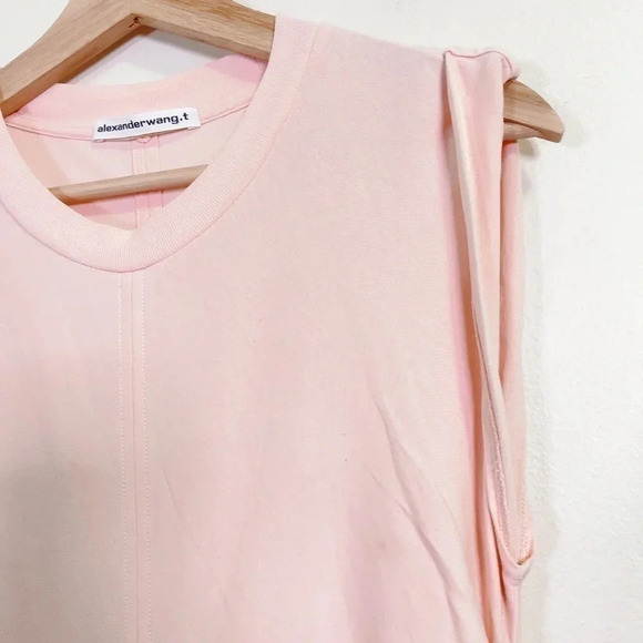 T BY ALEXANDER WANG Pink Ruched Round Neck Dress - Picture 9 of 15